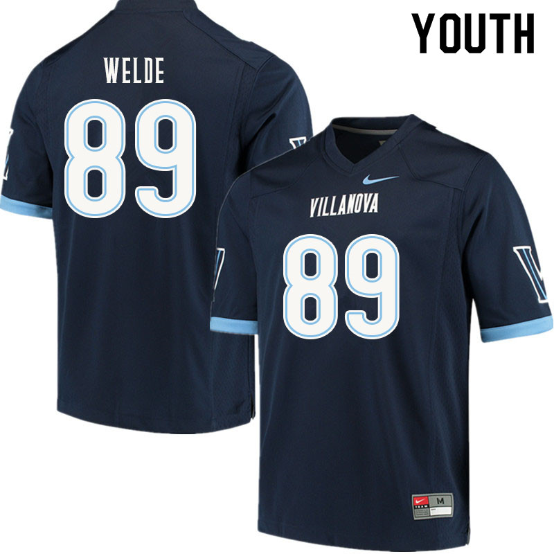 Youth #89 James Welde Villanova Wildcats College Football Jerseys Sale-Navy